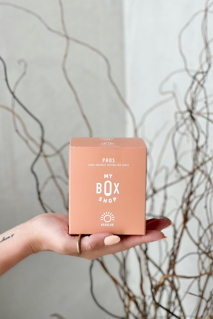 MyBoxShop's Organic Day Pads have a 100% Organic Cotton top sheet to protect your most sensitive parts.  No Dyes, No perfumes - these pads are soft, comfortable, discreet, for sensitive skin.  Individually wrapped. 10 Pads per box.